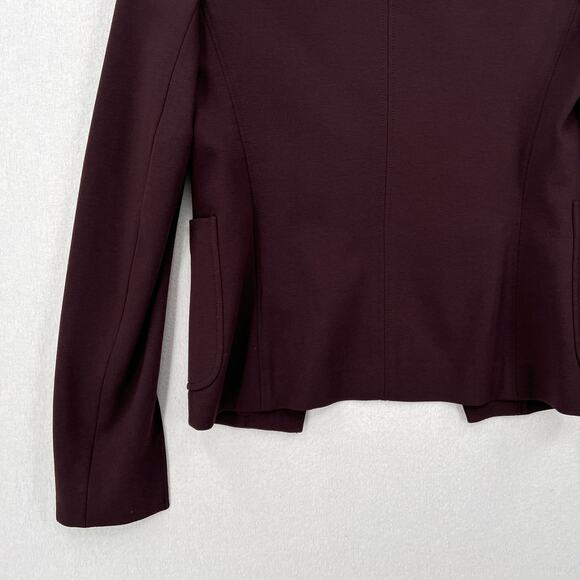 THEORY Jonita K Blazer Jacket Womens 2 Garnet Gold Button Open Burgundy - Picture 9 of 16
